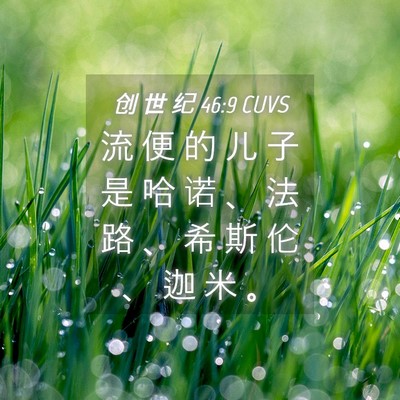 Picture 04 - 创 世 纪 46:9 CUVS - 流 便 的 儿 子 是 哈 诺 、 法 路 、 - Bible Verse Picture
