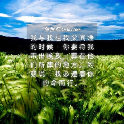Picture 04 - 创 世 纪 47:30 CUVS - 我 与 我 祖 我 父 同 睡 的 时 候 ， - Bible Verse Picture