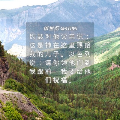 Picture 04 - 创 世 纪 48:9 CUVS - 约 瑟 对 他 父 亲 说 ： 这 是 神 在 - Bible Verse Picture