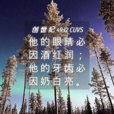 Picture 04 - 创 世 纪 49:12 CUVS - 他 的 眼 睛 必 因 酒 红 润 ； 他 的 - Bible Verse Picture