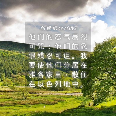 Picture 04 - 创 世 纪 49:7 CUVS - 他 们 的 怒 气 暴 烈 可 咒 ； 他 们 - Bible Verse Picture