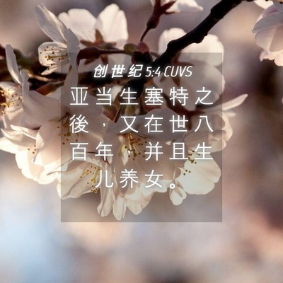 Picture 04 - 创 世 纪 5:4 CUVS - 亚 当 生 塞 特 之 後 , 又 在 世 八 - Bible Verse Picture
