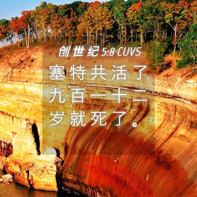 Picture 04 - 创 世 纪 5:8 CUVS - 塞 特 共 活 了 九 百 一 十 二 岁 就 - Bible Verse Picture