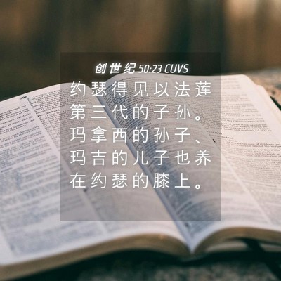 Picture 04 - 创 世 纪 50:23 CUVS - 约 瑟 得 见 以 法 莲 第 三 代 的 子 - Bible Verse Picture