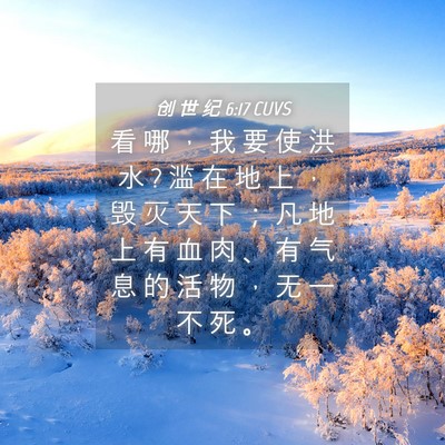 Picture 04 - 创 世 纪 6:17 CUVS - 看 哪 ， 我 要 使 洪 水 ? 滥 在 地 上 - Bible Verse Picture