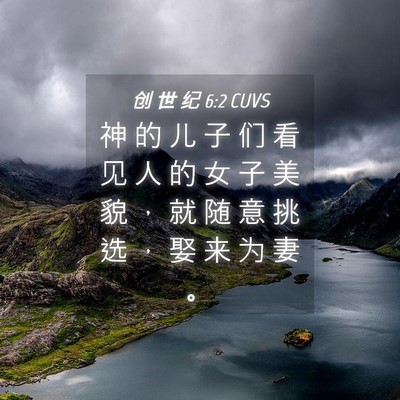 Picture 04 - 创 世 纪 6:2 CUVS - 神 的 儿 子 们 看 见 人 的 女 子 美 - Bible Verse Picture