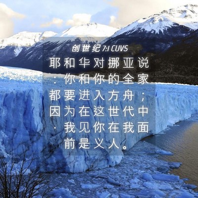 Picture 04 - 创 世 纪 7:1 CUVS - 耶 和 华 对 挪 亚 说 ： 你 和 你 的 - Bible Verse Picture