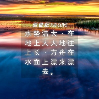 Picture 04 - 创 世 纪 7:18 CUVS - 水 势 浩 大 ， 在 地 上 大 大 地 往 - Bible Verse Picture