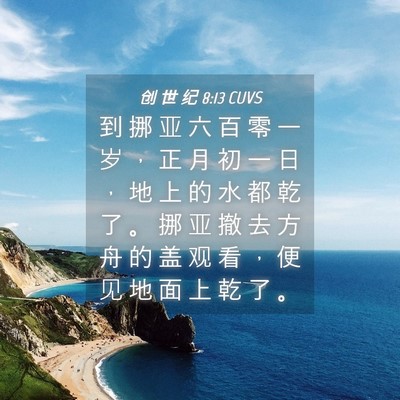 Picture 04 - 创 世 纪 8:13 CUVS - 到 挪 亚 六 百 零 一 岁 ， 正 月 初 - Bible Verse Picture