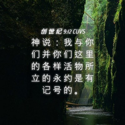 Picture 04 - 创 世 纪 9:12 CUVS - 神 说 ： 我 与 你 们 并 你 们 这 里 - Bible Verse Picture