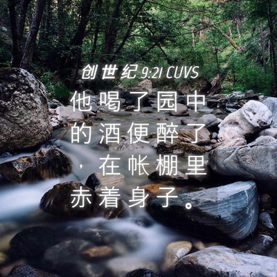 Picture 04 - 创 世 纪 9:21 CUVS - 他 喝 了 园 中 的 酒 便 醉 了 ， 在 - Bible Verse Picture