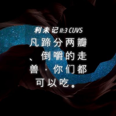 Picture 04 - 利 未 记 11:3 CUVS - 凡 蹄 分 两 瓣 、 倒 嚼 的 走 兽 ， - Bible Verse Picture