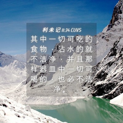 Picture 04 - 利 未 记 11:34 CUVS - 其 中 一 切 可 吃 的 食 物 ， 沾 水 - Bible Verse Picture