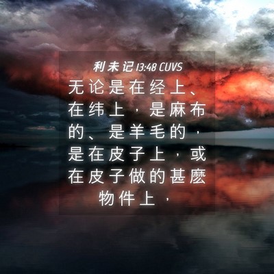 Picture 04 - 利 未 记 13:48 CUVS - 无 论 是 在 经 上 、 在 纬 上 ， 是 - Bible Verse Picture
