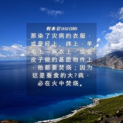 Picture 04 - 利 未 记 13:52 CUVS - 那 染 了 灾 病 的 衣 服 ， 或 是 经 - Bible Verse Picture