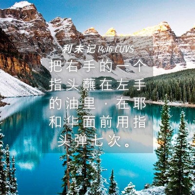 Picture 04 - 利 未 记 14:16 CUVS - 把 右 手 的 一 个 指 头 蘸 在 左 手 - Bible Verse Picture