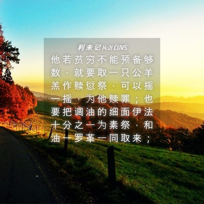 Picture 04 - 利 未 记 14:21 CUVS - 他 若 贫 穷 不 能 预 备 够 数 ， 就 - Bible Verse Picture
