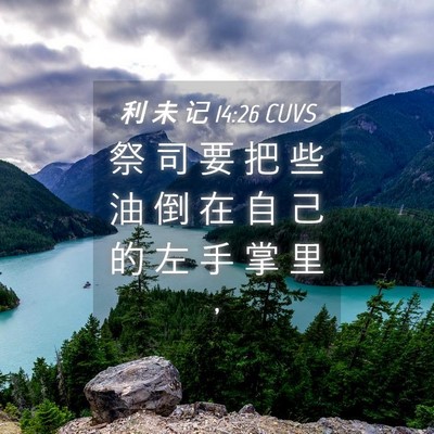 Picture 04 - 利 未 记 14:26 CUVS - 祭 司 要 把 些 油 倒 在 自 己 的 左 - Bible Verse Picture