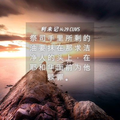 Picture 04 - 利 未 记 14:29 CUVS - 祭 司 手 里 所 剩 的 油 要 抹 在 那 - Bible Verse Picture