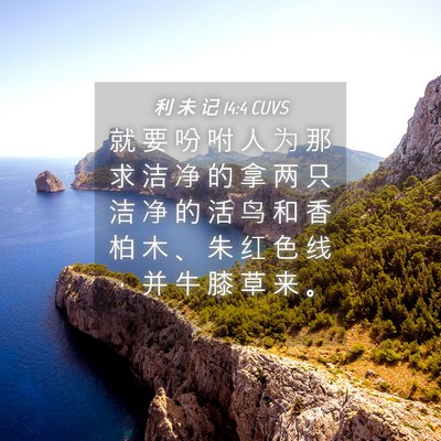 Picture 04 - 利 未 记 14:4 CUVS - 就 要 吩 咐 人 为 那 求 洁 净 的 拿 - Bible Verse Picture