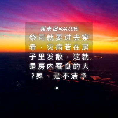 Picture 04 - 利 未 记 14:44 CUVS - 祭 司 就 要 进 去 察 看 ， 灾 病 若 - Bible Verse Picture