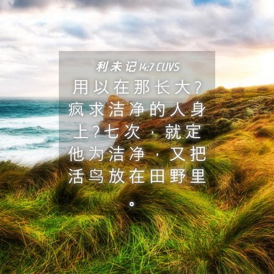 Picture 04 - 利 未 记 14:7 CUVS - 用 以 在 那 长 大 ? 疯 求 洁 净 的 人 - Bible Verse Picture