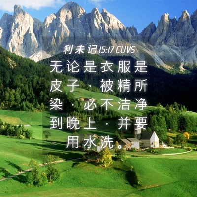 Picture 04 - 利 未 记 15:17 CUVS - 无 论 是 衣 服 是 皮 子 ， 被 精 所 - Bible Verse Picture