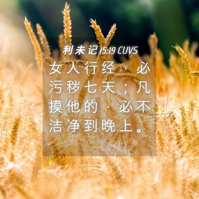 Picture 04 - 利 未 记 15:19 CUVS - 女 人 行 经 ， 必 污 秽 七 天 ； 凡 - Bible Verse Picture