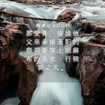 Picture 04 - 利 未 记 16:32 CUVS - 那 受 膏 、 接 续 他 父 亲 承 接 圣 - Bible Verse Picture