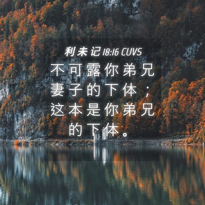 Picture 04 - 利 未 记 18:16 CUVS - 不 可 露 你 弟 兄 妻 子 的 下 体 ； - Bible Verse Picture