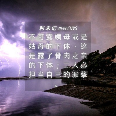 Picture 04 - 利 未 记 20:19 CUVS - 不 可 露 姨 母 或 是 姑 母 的 下 体 - Bible Verse Picture