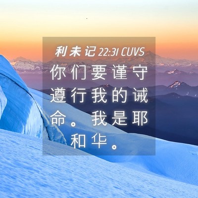 Picture 04 - 利 未 记 22:31 CUVS - 你 们 要 谨 守 遵 行 我 的 诫 命 。 - Bible Verse Picture