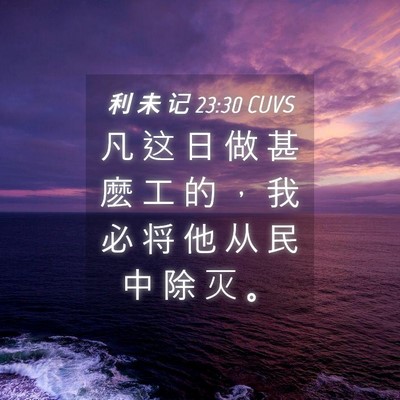 Picture 04 - 利 未 记 23:30 CUVS - 凡 这 日 做 甚 麽 工 的 ， 我 必 将 - Bible Verse Picture