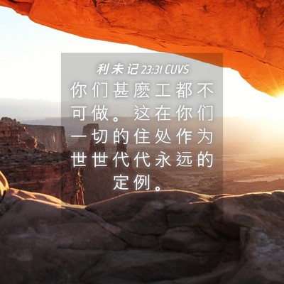 Picture 04 - 利 未 记 23:31 CUVS - 你 们 甚 麽 工 都 不 可 做 。 这 在 - Bible Verse Picture