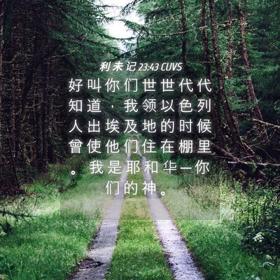Picture 04 - 利 未 记 23:43 CUVS - 好 叫 你 们 世 世 代 代 知 道 ， 我 - Bible Verse Picture