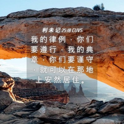 Picture 04 - 利 未 记 25:18 CUVS - 我 的 律 例 ， 你 们 要 遵 行 ， 我 - Bible Verse Picture