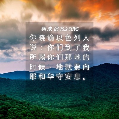 Picture 04 - 利 未 记 25:2 CUVS - 你 晓 谕 以 色 列 人 说 ： 你 们 到 - Bible Verse Picture