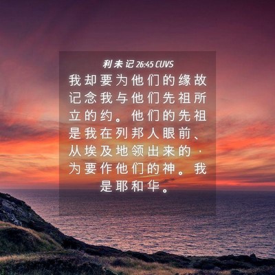 Picture 04 - 利 未 记 26:45 CUVS - 我 却 要 为 他 们 的 缘 故 记 念 我 - Bible Verse Picture