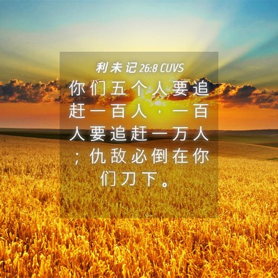 Picture 04 - 利 未 记 26:8 CUVS - 你 们 五 个 人 要 追 赶 一 百 人 ， - Bible Verse Picture