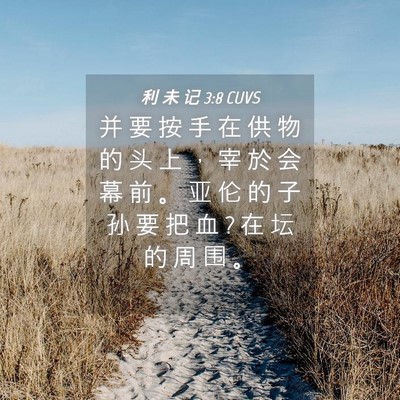Picture 04 - 利 未 记 3:8 CUVS - 并 要 按 手 在 供 物 的 头 上 ， 宰 - Bible Verse Picture