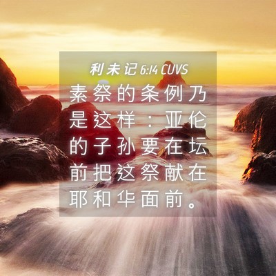 Picture 04 - 利 未 记 6:14 CUVS - 素 祭 的 条 例 乃 是 这 样 ： 亚 伦 - Bible Verse Picture