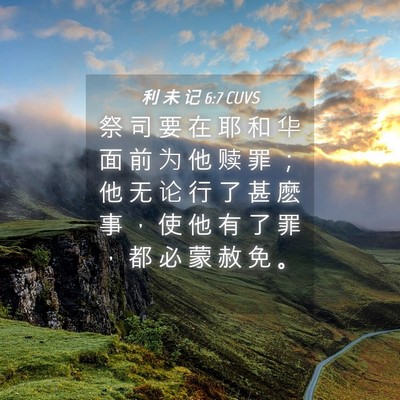 Picture 04 - 利 未 记 6:7 CUVS - 祭 司 要 在 耶 和 华 面 前 为 他 赎 - Bible Verse Picture