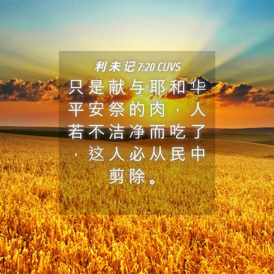 Picture 04 - 利 未 记 7:20 CUVS - 只 是 献 与 耶 和 华 平 安 祭 的 肉 - Bible Verse Picture