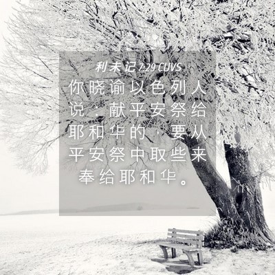 Picture 04 - 利 未 记 7:29 CUVS - 你 晓 谕 以 色 列 人 说 ： 献 平 安 - Bible Verse Picture