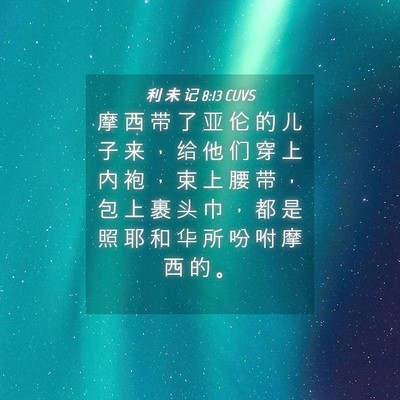 Picture 04 - 利 未 记 8:13 CUVS - 摩 西 带 了 亚 伦 的 儿 子 来 ， 给 - Bible Verse Picture