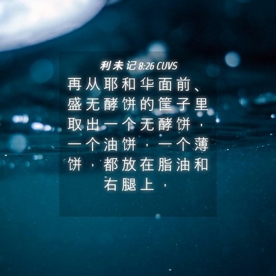 Picture 04 - 利 未 记 8:26 CUVS - 再 从 耶 和 华 面 前 、 盛 无 酵 饼 - Bible Verse Picture