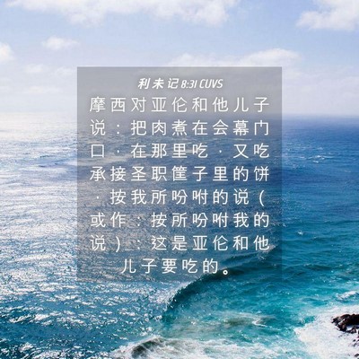 Picture 04 - 利 未 记 8:31 CUVS - 摩 西 对 亚 伦 和 他 儿 子 说 ： 把 - Bible Verse Picture