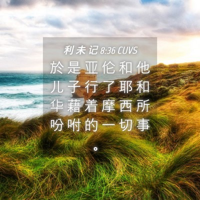Picture 04 - 利 未 记 8:36 CUVS - 於 是 亚 伦 和 他 儿 子 行 了 耶 和 - Bible Verse Picture