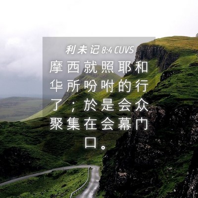 Picture 04 - 利 未 记 8:4 CUVS - 摩 西 就 照 耶 和 华 所 吩 咐 的 行 - Bible Verse Picture