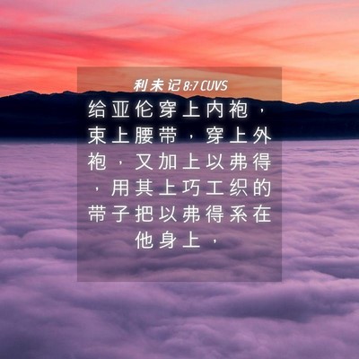 Picture 04 - 利 未 记 8:7 CUVS - 给 亚 伦 穿 上 内 袍 ， 束 上 腰 带 - Bible Verse Picture